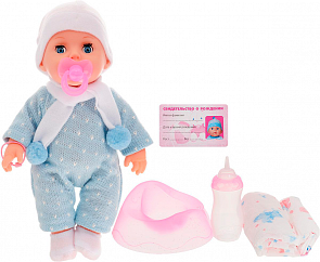 Пупс 30 см. 3 функции: пьет, писает, закрывает глазки, с аксессуарами (Карапуз, Y30DP-ANB-SW-RUsim)