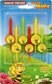 Свечи для торта с подставками из серии Пчелка Майя, 6 шт. (Amscan, 1502-1390)