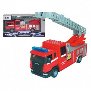 Игрушечная пожарная машина с лестницей, масштаб 1:48 (AUTOTIME, 10832-11-rus)