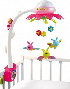 Мобиль музыкальный на кроватку - Цветок, розовый (Smoby, 211408)