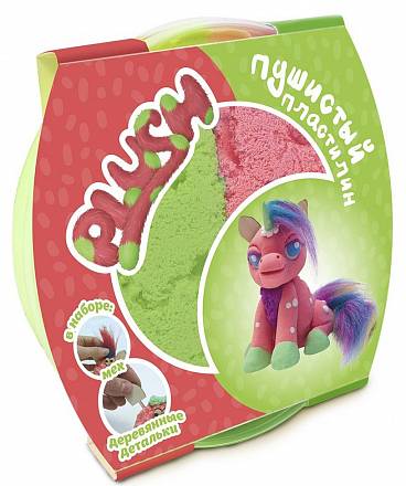 Пластилин пушистый – Plush. Розовый/зеленый 