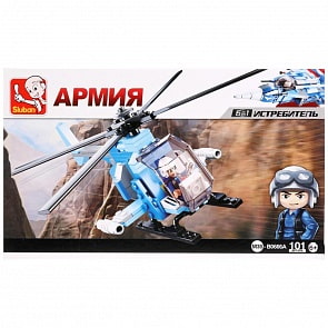 Конструктор - Военный вертолет с фигуркой, 101 деталь (Sluban, M38-B0666A)