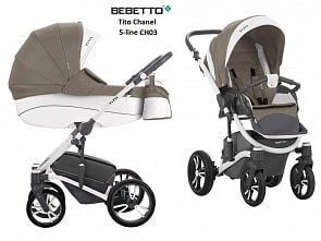 Детская коляска Tito Chanel  2 в 1 шасси белая/BIA CH03 (Bebetto, WB155_CH03)