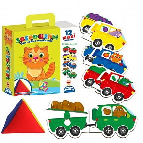 Игра для самых маленьких - Звероцепы с мягкой пирамидкой (Vladi Toys, VT2906-05)