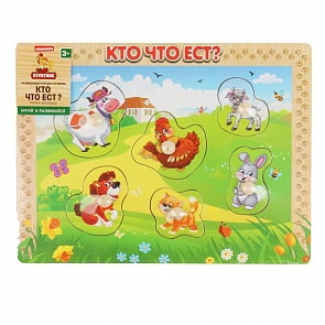 Деревянные вкладыши - Домашние животные. Кто что ест (Буратино, SP0104)