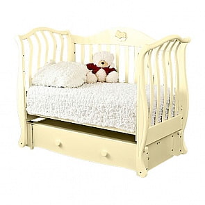 Кроватка детская Красная Звезда С 757 Юлиана, резьба №8 накладка №22 Мишка на облаке, ваниль (Красная Звезда, КЗ-С 757_ваниль)