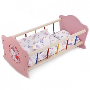 Мебель для кукол Карапуз - Милый пони - Кроватка деревянная 52 см, постельные принадлежности (Карапуз, RB-P-Psim)