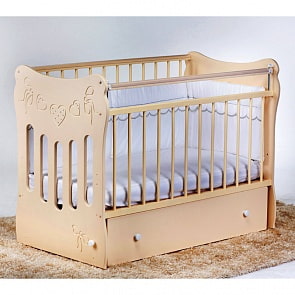 Кроватка детская ОСТРОВОК УЮТА  Бантики, маятник поперечный с ящиком (слоновая кость)