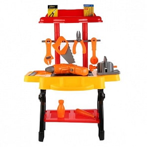 Набор строительных инструментов с верстаком, свет и звук (1710K1227sim)
