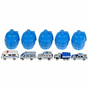 Модель машины в гранате – Полицейская техника, 7,5 см (Технопарк, SB-15-61-BU)