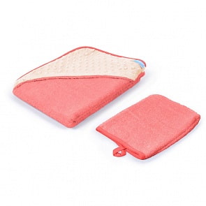 Полотенце с уголком и варежкой Nuovita Grazia 100 x 100 махра/вельбоа, di corallo/коралловый (Nuovita, NUO-DPOL_1605)