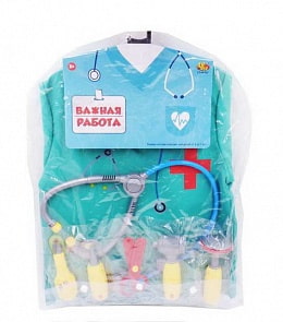 Набор с аксессуарами Важная работа - Форма доктора, 10 предметов (ABtoys, PT-01328)
