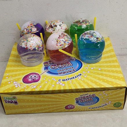Набор Слайм Тайм - Мяшка Bubble Gum с шариками и трубочкой  