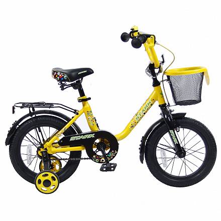 Двухколесный велосипед Lider shark, диаметр колес 14 дюймов, желтый/черный  