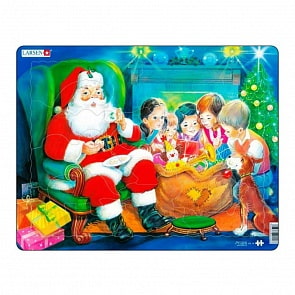 Пазл - Санта с детьми, 15 деталей (Larsen, JUL14)