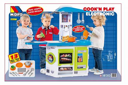 Детская игровая кухня – Molto, озвученная, свет, 13 предметов 