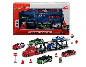 Трейлер и 6 автомобилей (Dickie, 3745001)