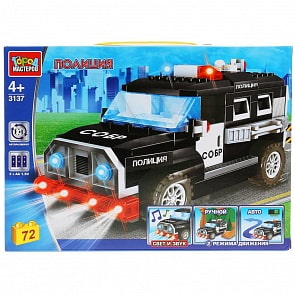 Конструктор Джип спецназа свет, звук, мотор, 72 детали (Город мастеров, 3137-ZH)