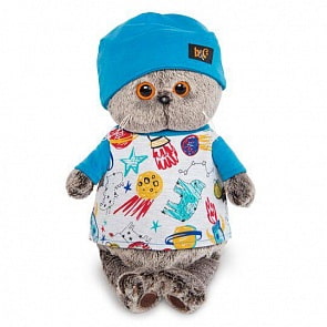 Мягкая игрушка – Басик в футболке космос и в шапочке, 22 см (Budi Basa, Ks22-091)