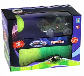 Мини-набор Гибкий трек - Комбат, 70 деталей, дорога светится в темноте, машинка со светом (1toy, Т13189)