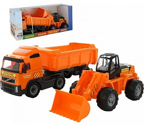 Автомобиль-самосвал с полуприцепом и трактор-погрузчик Volvo (Полесье, 0384)