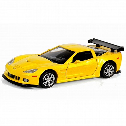 Металлическая инерционная машина - Chevrolet Corvette C6-R, 1:32, желтый металлик 