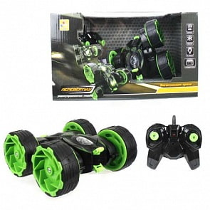 Трюковая машина-перевертыш Драйв на радиоуправлении, размер: 12 см., 2,4 ГГц, 4 канала, вращение на 360 градусов, АКБ 3,7V380mAh, свет (1Toy, Т13791)