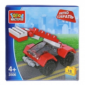 Конструктор – Пожарная служба: Машина, 18 деталей (Город Мастеров, JS-3506-Rsim)