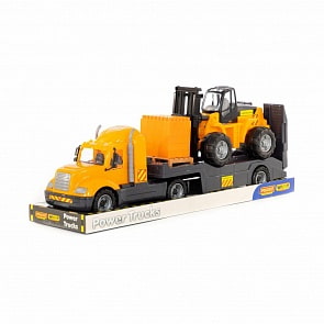 Автомобиль-трейлер Майк + автокар + конструктор Супер-Микс - 30 элементов на поддоне (Полесье, 58577)