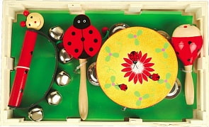 Набор музыкальный №1 — бубен, маракас, бубенцы, игрушка императора (МДИ, Д093)