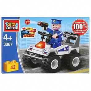Конструктор Полицейская машина, с фигуркой, 42 детали (Город мастеров, 3067-JS)