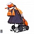 Санки-коляска Snow Galaxy City-2-1 - Панда на оранжевом, на больших колесах Eva, сумка, варежки  - миниатюра №3