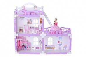 Домик с мебелью для кукол – Анна, бело-сиреневый (Krasatoys, 269кр)