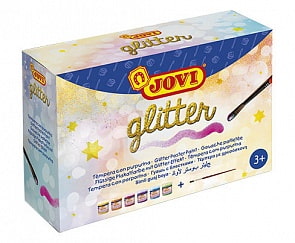 Гуашь с глиттером, 6 цветов х 55 мл с кистью (Jovi, 518)