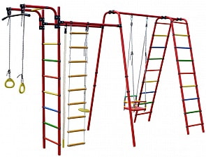 Детский спортивный комплекс Удалец-1Т Плюс, цвет - красный/радуга (Формула Здоровья, СГ000003031)