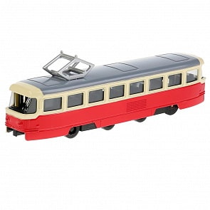 Трамвай металлический инерционный, свет + звук, открываются двери, разные цвета (U746-H65028) (ассортимент)