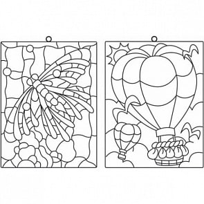 Витражи-Макси, 2 штуки: воздушный шар, стрекоза (Amos, 23869)