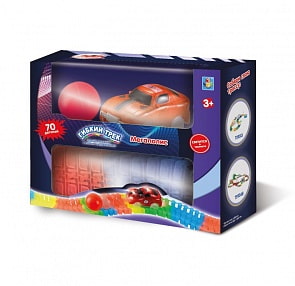 Мини-набор Гибкий трек, 70 деталей, дорога светится в темноте + гоночная машинка со светом (1Тoy, Т13188)