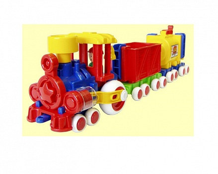 Паровозик Ромашка с 2 вагонами из серии Детский сад, 57 см. 