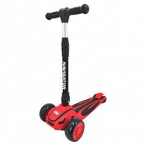 Самокат 3х колесный складной – Navigator, управление наклоном, колеса PU светящиеся (1Toy, Т17063)