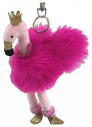 Мягкая игрушка - Фламинго розовый с карабином, 9 см 