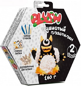 Пластилин пушистый ТМ Plush, черный + белый, 160 г (Волшебный мир, PL02201807)