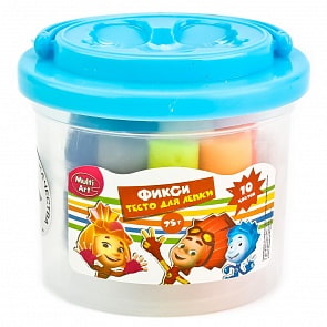 Тесто для лепки Фиксики, 10 емкостей и формочка, разные цвета (Multiart, 75101-FIX) (ассортимент)