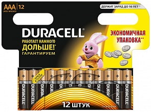 Батарейки "мизинчиковые" Duracell ААA/LR03, 12 шт. (Артикул: 109254)