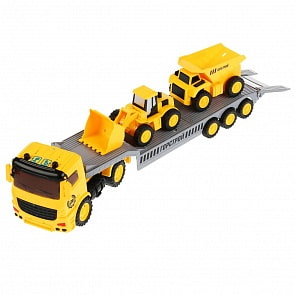Инерционный тягач автовоз – Стройка, свет и звук, 34,5 см (Технопарк, 1796075-R)