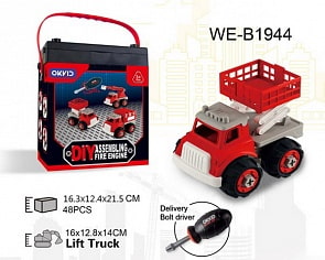 Машинка-конструктор из серии Собери сам - Пожарная машина с подъемником (Junfa Toys, 1071)