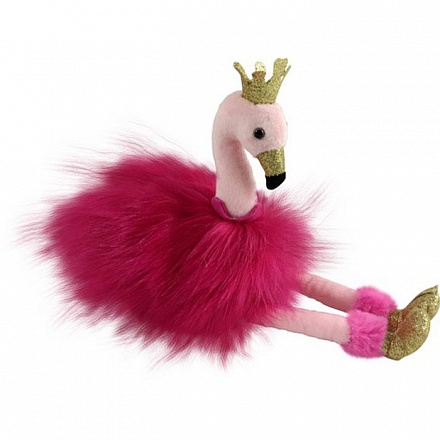 Мягкая игрушка - Фламинго розовый с золотыми лапками и клювом, 25 см 