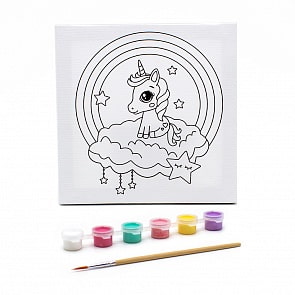 Раскраска на холсте – Единорог на облаке, 20 х 20 см (Развивашки, Р3021)