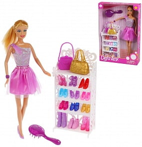 Игровой набор – Модница, кукла, 13 пар обуви, 4 аксессуара (Defa Lucy, 8316b)