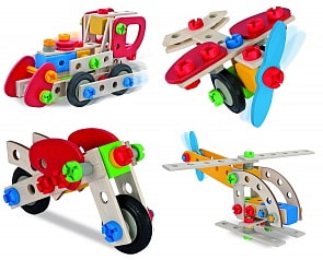 Конструктор - Локомотив, 9 вариантов сборки, 125 деталей, в пластиковом ящике (Heros, 39033)